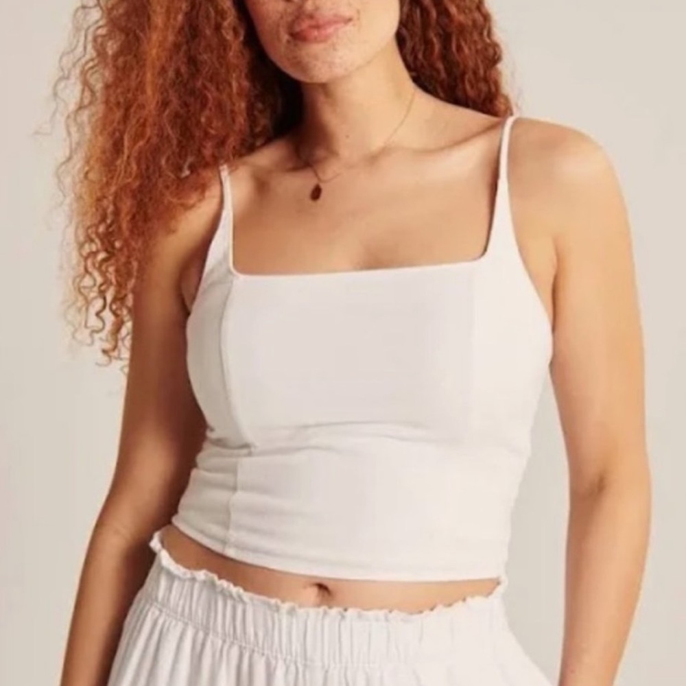 A&F Squareneck Linen-Blend Top